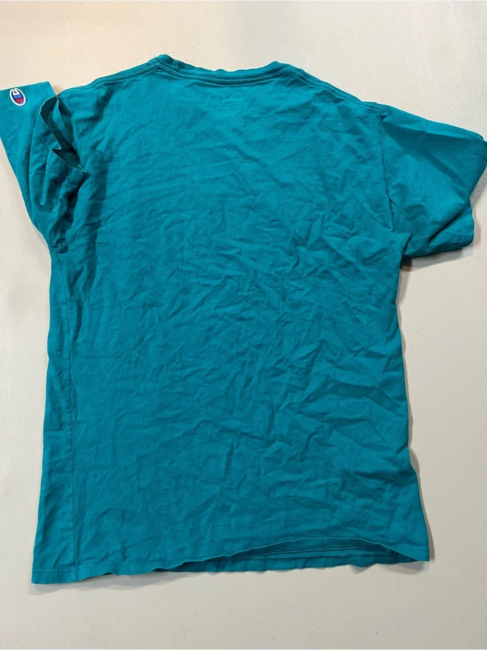 Champion Graphic Mountain Logo T Shirt Men’s Medium Teal Retro Style - Picture 4 of 4